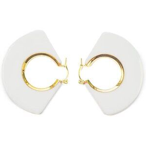 White 04 Gold Plated Dangle Drop Geometric Statement Jewelry for Women Teen